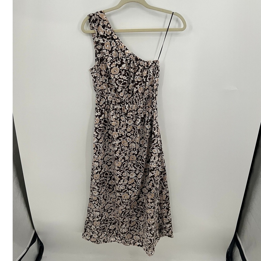 Rails Selani Brown Russet Floral One Shoulder Smocked Midi Dress Small
